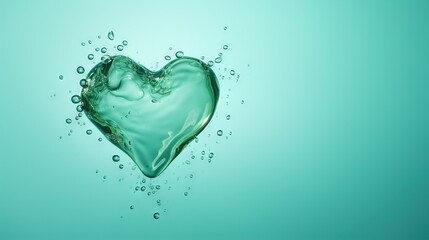 Fototapeta na wymiar a heart shaped object floating in water with bubbles on a blue background. generative ai