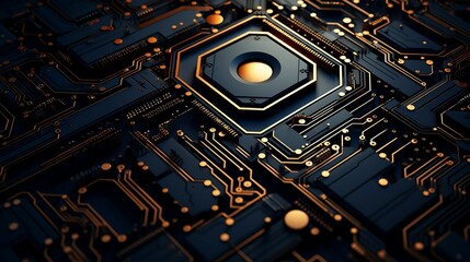 Fototapeta premium Futuristic background with intricate circuit patterns and electronics
