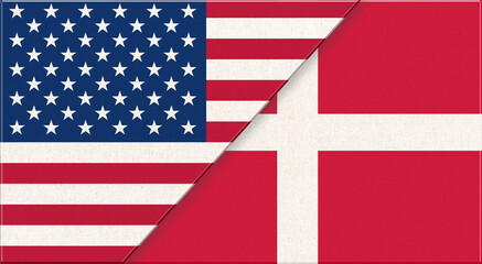 Obraz premium Flags of USA and Denmark. American and Dutch national flags