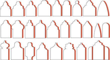 Islamic Silhouettes Arabic door vector set.  Frames in Muslim design for Ramadan Kareem
