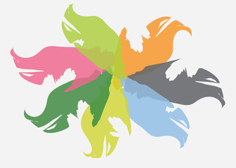 Abstract watercolor on white and black background. The color splashes on the paper. It is hand-drawn.