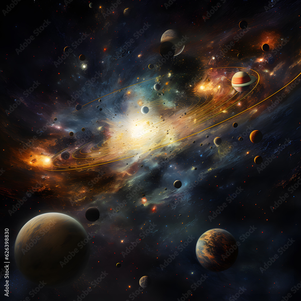 Canvas Prints universe with all the planets