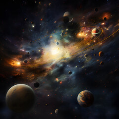 Fototapeta na wymiar Universe with all the planets