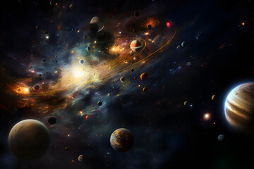 Fototapeta na wymiar Universe with all the planets