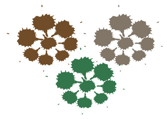 Abstract watercolor on white and black background. The color splashes on the paper. It is hand-drawn.