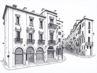 City street cartoon landscape. AI generated illustration