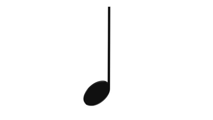 Black quarter music note isolated on white and transparent background. Music concept. 3D render