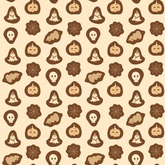 Scarily cute fall Halloween seamless pattern