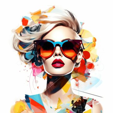 Generative AI image of Trendy fashion woman wearing amazing sunglasses