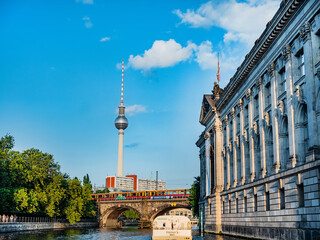 downtown Berlin, view from river Spree at sunset © Elena