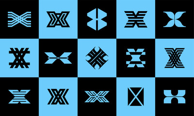 Collection of geometry line initial letter X logo icon design