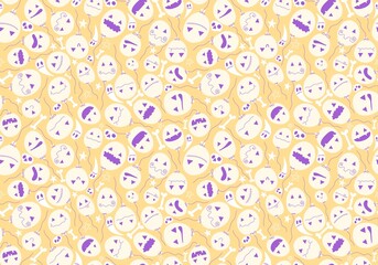 Cartoon festive season Halloween balloons with skulls pattern for wrapping paper and fabrics and linens