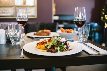 table with food and drink
