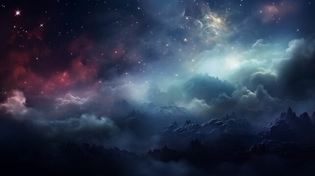 Magical backgrounds with dark shining stars, mysterious galaxy