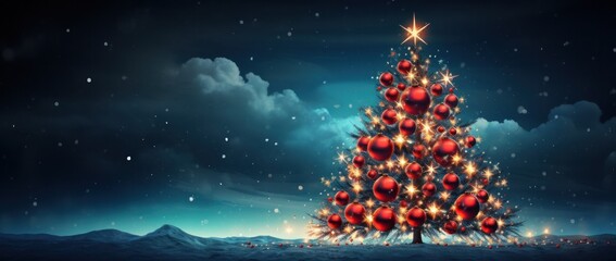 Fototapeta na wymiar Christmas Tree Holiday Background
