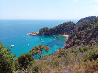 View of the coast of the sea. Cala Futadera, Costa Brava, Spain