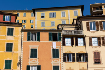 Fototapeta na wymiar Typical colorful houses in Zoagli, Liguria, Italy