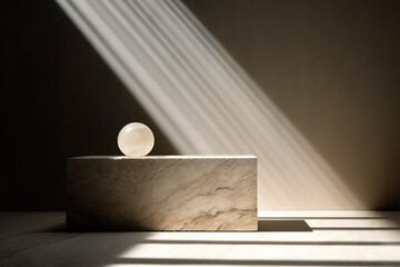 Minimalist Geometry: Serenity in Marble and Light, Generative AI
