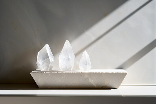 Opalescent Harmony: Translucent Crystals in Modern Composition. Generative AI