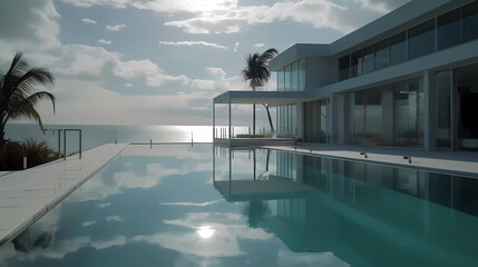 Fototapeta na wymiar Caribbean Dream Retreat: Experience Modern Elegance in a Luxurious Villa with Pool and Jacuzzi