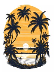Retro Miami Vibes: Embrace the Sunset Magic with a Stylish Vector Art T-Shirt Design!