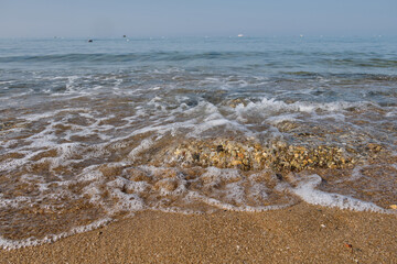 Walking on the shore of the Black Sea. Vacation at the recreation center. Turkey.