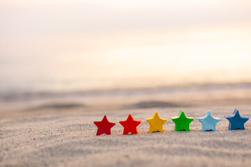 Fototapeta na wymiar 砂浜と星の置物