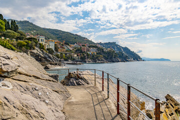 Coastline of Zoagli coast in Italy, Liguria region - 626409082