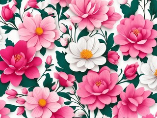 Seamless patterns of flowers,  repeating patterns design, fabric art, flat illustration, simple detailed clean, vector image.