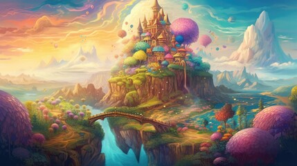 Obraz na płótnie Canvas illustration of colorful dream with landscape
