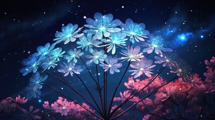 flowers on the night sky background