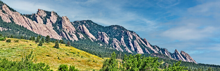 Flatirons panaroma from Doudy Draw Trail Head