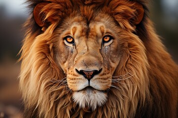Obraz na płótnie Canvas Majestic Lion Closeup, ai generated