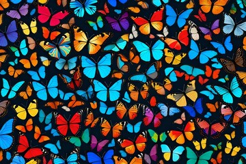 Fototapeta na wymiar Butterflies of different colours generative by ai