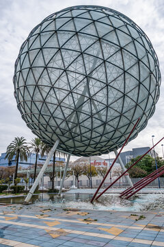 Bioclimatic Sphere at Seville Expo '92, a universal exhibition held in 1992, on the island of La Isla de la Cartuja (Charterhouse Island). Seville, Andalusia, Spain. December 28, 2022.