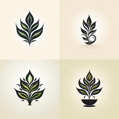 Minimalist logos with plants. Set of modern illustrations.