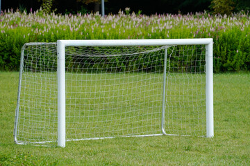 mini soccer goal for training on the lawn in the park