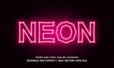 Neon ​editable text effect template, red neon light effect futuristic style typeface, premium vector