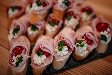 Top view of homemade prepared one snacks