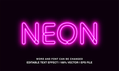 Editable text effect neon light futuristic template style premium vector
