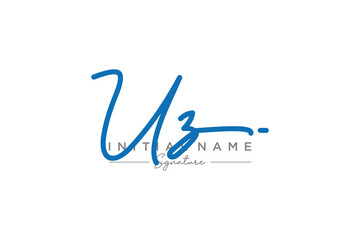 Initial UZ signature logo template vector. Hand drawn Calligraphy lettering Vector illustration.