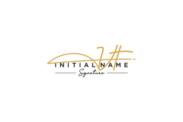 Initial VT signature logo template vector. Hand drawn Calligraphy lettering Vector illustration.