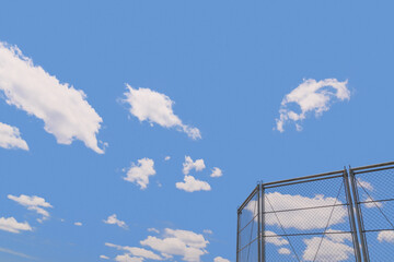 バックネットと青空と雲