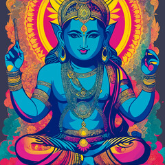 pop art  cool modern tradicional hindu god illustration
