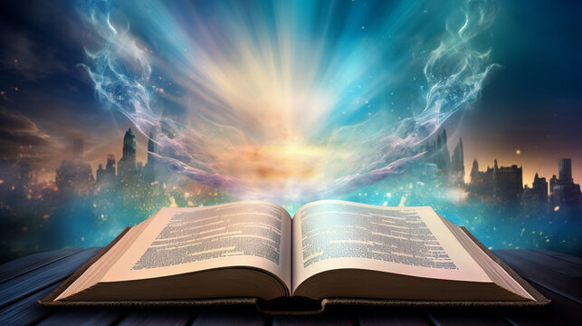 magic book with light
