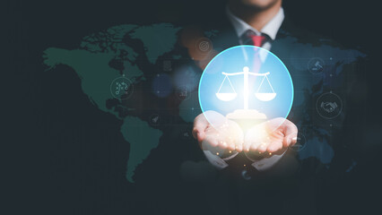 Obraz premium concept of law and justice ,Legal advice for digital technologies , Laws and regulations ,planning for court proceedings ,intellectual property ,Legal contract consulting services