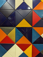 rectangular and triangular colorful tiles on the wall