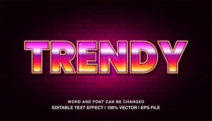 Trendy editable text effect template, 3d bold gradient color retro style typeface, premium vector