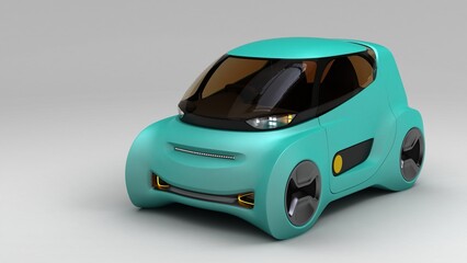 micro ev car design, futuristic style, non AI image, 3D illustration