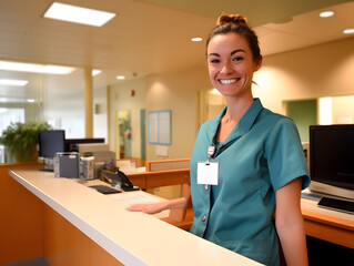Female receptionist of the hospital are ready to serve with a smile